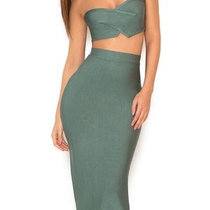 House of CB Green two Piece Bandage Dress Size S